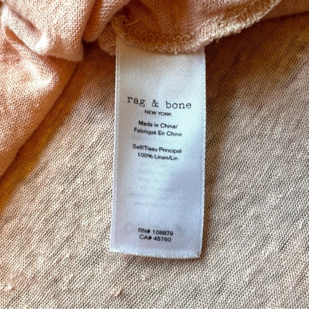 RAG & BONE Lottie Slub Knit Linen Tee – Pale Pink Peach – Raw Hem – XS - Picture 11 of 15